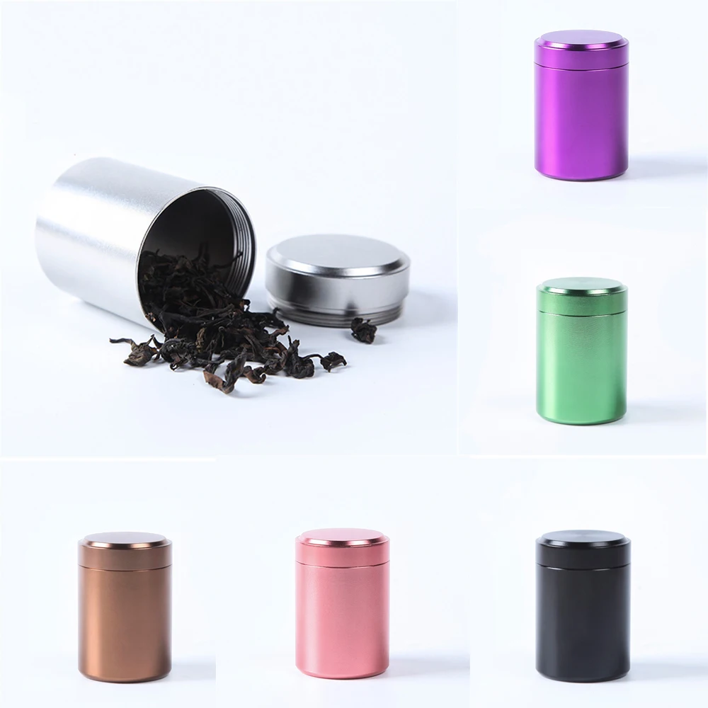 

New 70ML Solid Color Airtight Smell Proof Container Aluminum Herb Stash Metal Sealed Can Tea Jar Storage Boxes