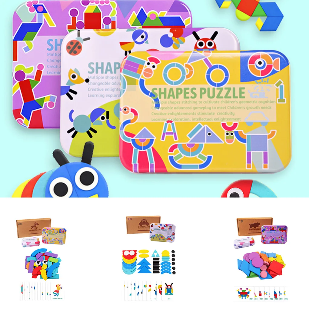 Животное деревянное настольная игра-головоломка набор Мультфильм Красочные Детские обучающие игрушки для детей Обучающие Развивающие игрушки