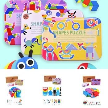 

Animal Wooden Jigsaw Puzzle Board Set Cartoon Colorful Baby Educational Toy Kids Learning Developing Toys