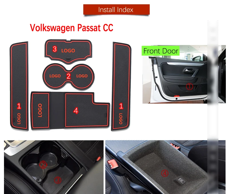 Противоскользящий коврик для VW Passat аксессуары для CC Volkswagen 2009 2010 2011 2012 2013 аксессуары затворный слот для нанесения покрытий