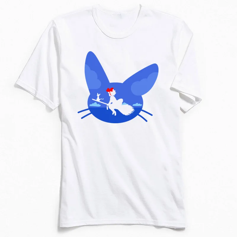 Japan Anime T-shirt Kiki And Jijis Flight T Shirt for Men Normal Summer/Fall TShirt Short Sleeve Funny Tops O Neck Cotton Tees