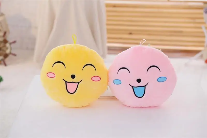 Creative Cute Circle Smiley Colorful Shining Night Light Pillow Cushion Plush Toys Holiday Gift