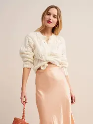 Выдолбленный белый кроп-Топ осень-зима женский лоскутный длинный рукав летучая мышь кнопка свитер 2019 повседневные винтажные короткие