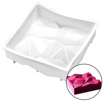 

3D Pan Large Silicone Cake Form Tray Mould Irregularity Geometry Square Cake Chocolate Mousse Mold DIY Kitchen Dessert Tools