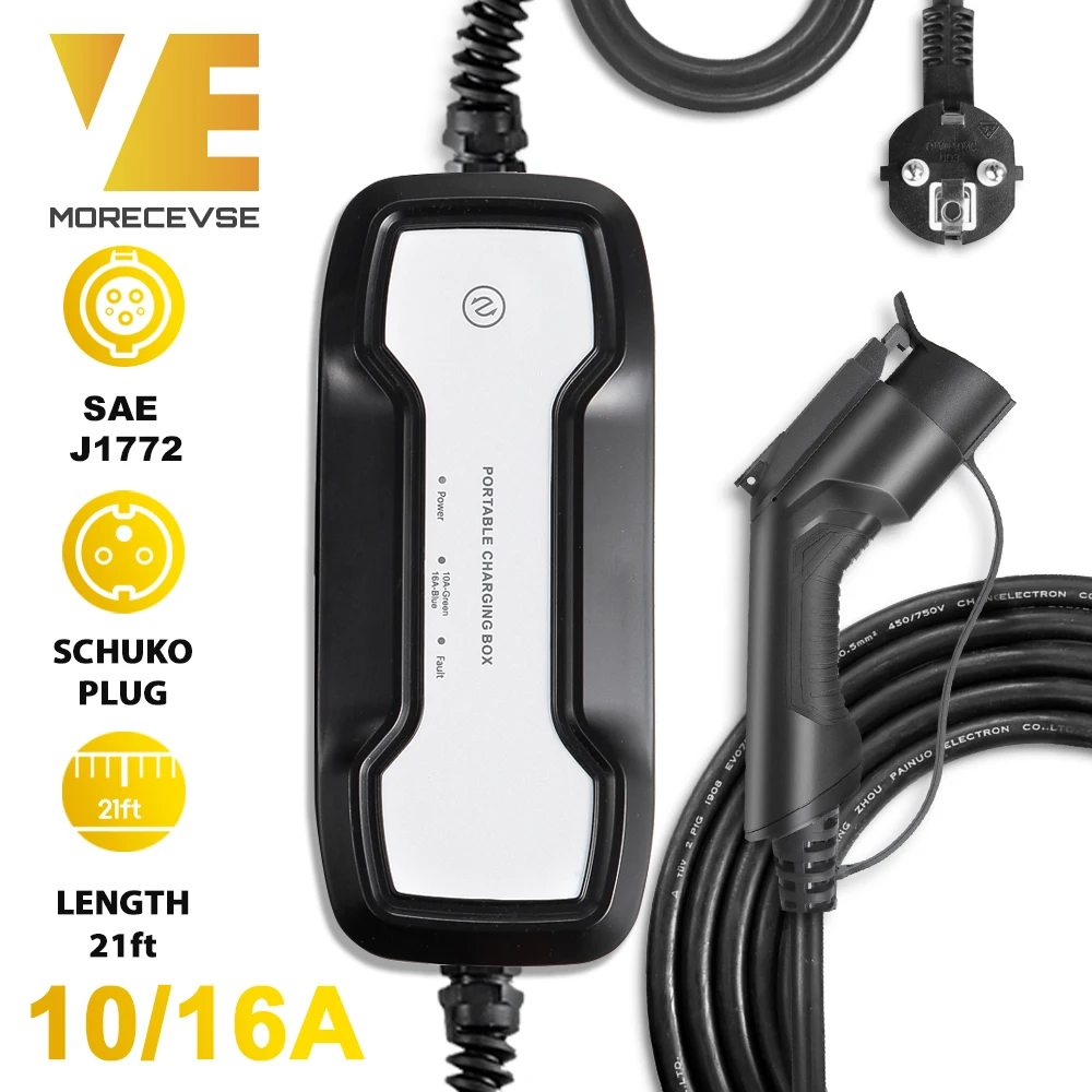  Type 1 Portable EV Charging Box Cable Switchable 10/16A Schuko Plug Electric Vehicle Car Charger EV