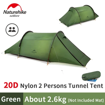 

Naturehike New Tunnel Camping Tent 20D Nylon UL2.6KG Extended Foyer Big Space 2 Persons Tent Windproof Double Layer Travel Tent