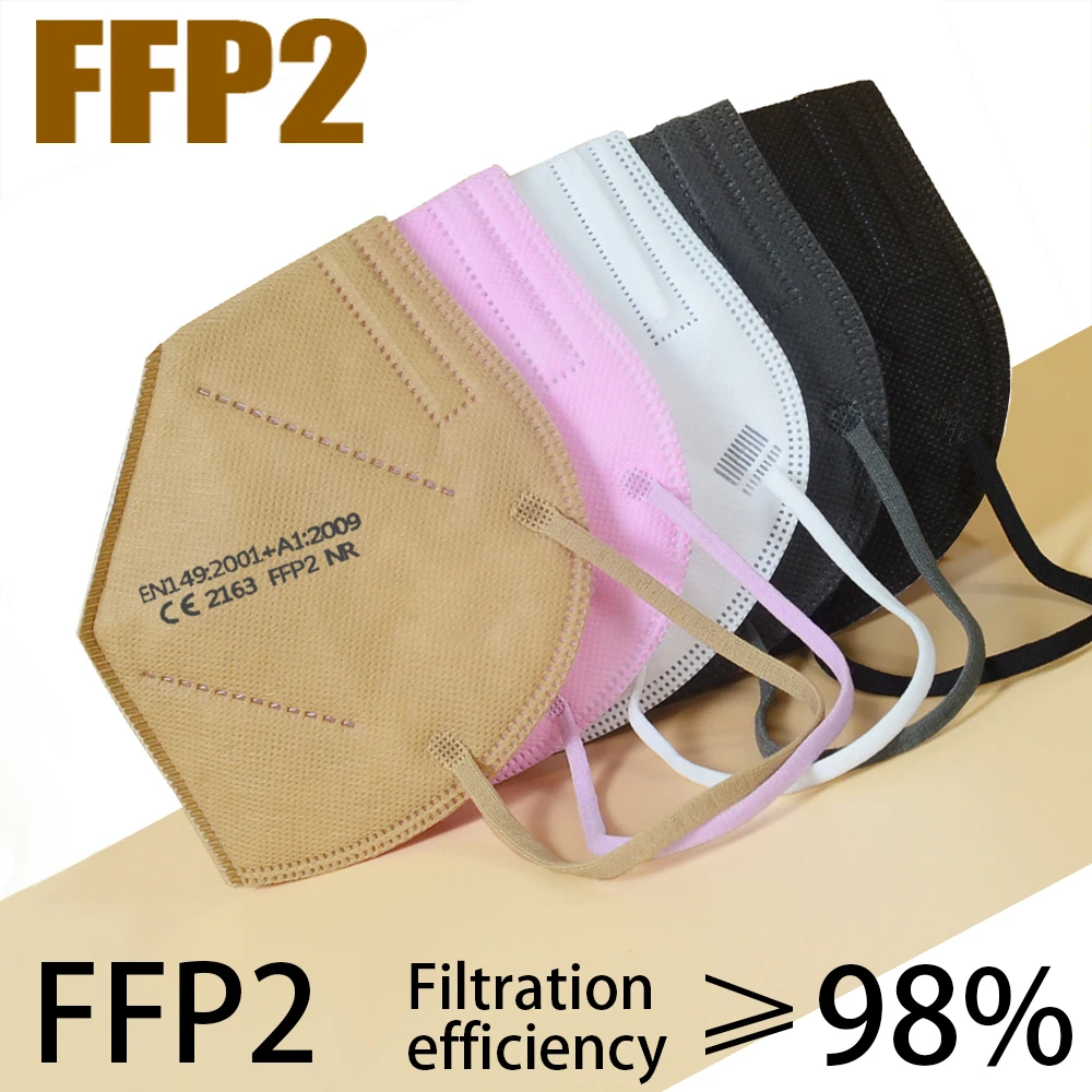Máscara respiradora de 6 capas CE FFP2, mascarilla Facial protectora, máscara para adultos con filtro, fpp2, color gris
