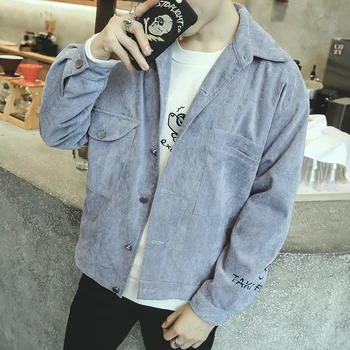 

2019 Autumn Winter Jacket Men Trendy Korean Slim Fit Casual Streetwear Oversize Pocket Printing Long Sleeve Denim Suit Clothing