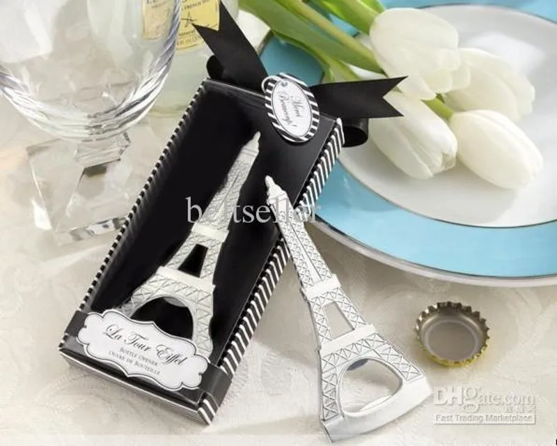 

Romantic Wedding Souvenirs Paris Eiffel Tower Bottle Opener Novelty Wedding Party Favor gifts with retail package box