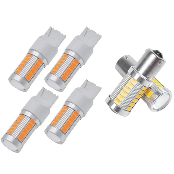 

4x 7440, T20 Led Bulbs 900 Lumens Super Bright Turn Signals Light & 2Pcs Amber 1156PY BAU15S PY21W Led 33SMD