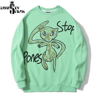 

Lindsey Seader Pones Stop Frog Print Pullover Hoodies Sweatshirts Streetwear Mens Fashion Hip Hop Casual Green Sweatshirt Tops