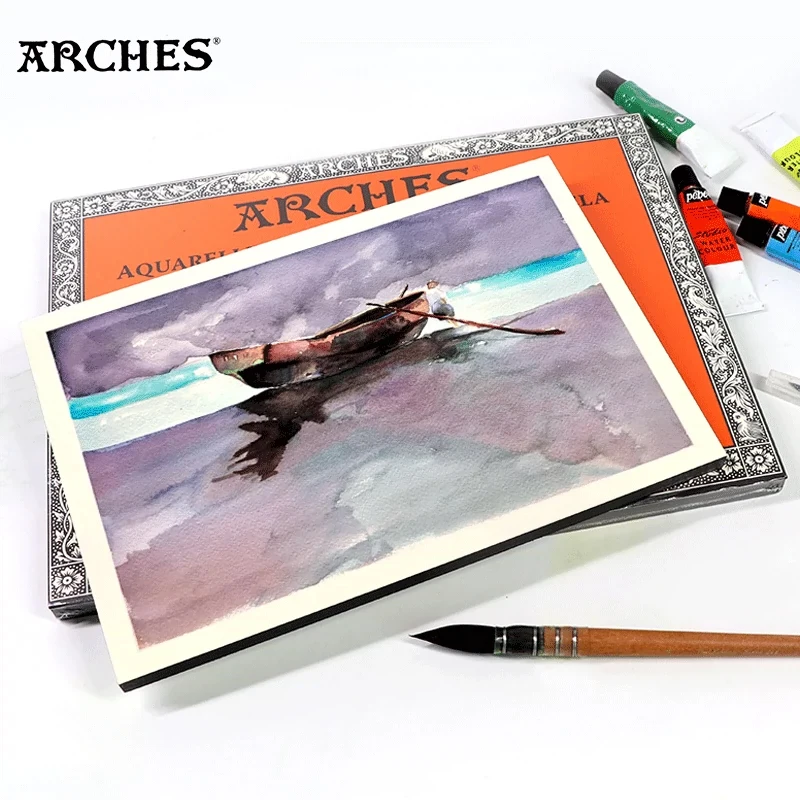 arches-imported-cotton-pulp-watercolor-book-four-sided-sealant-double-sided-use-three-textures-available-coarse-medium-coarse