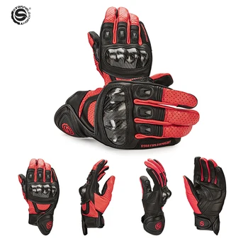 

Motorcycle Gloves Leather Carbon Fiber Hard Shell Protective Full Finger Motorcycle Gloves Genuine Goatskin Cycling Racing Moto