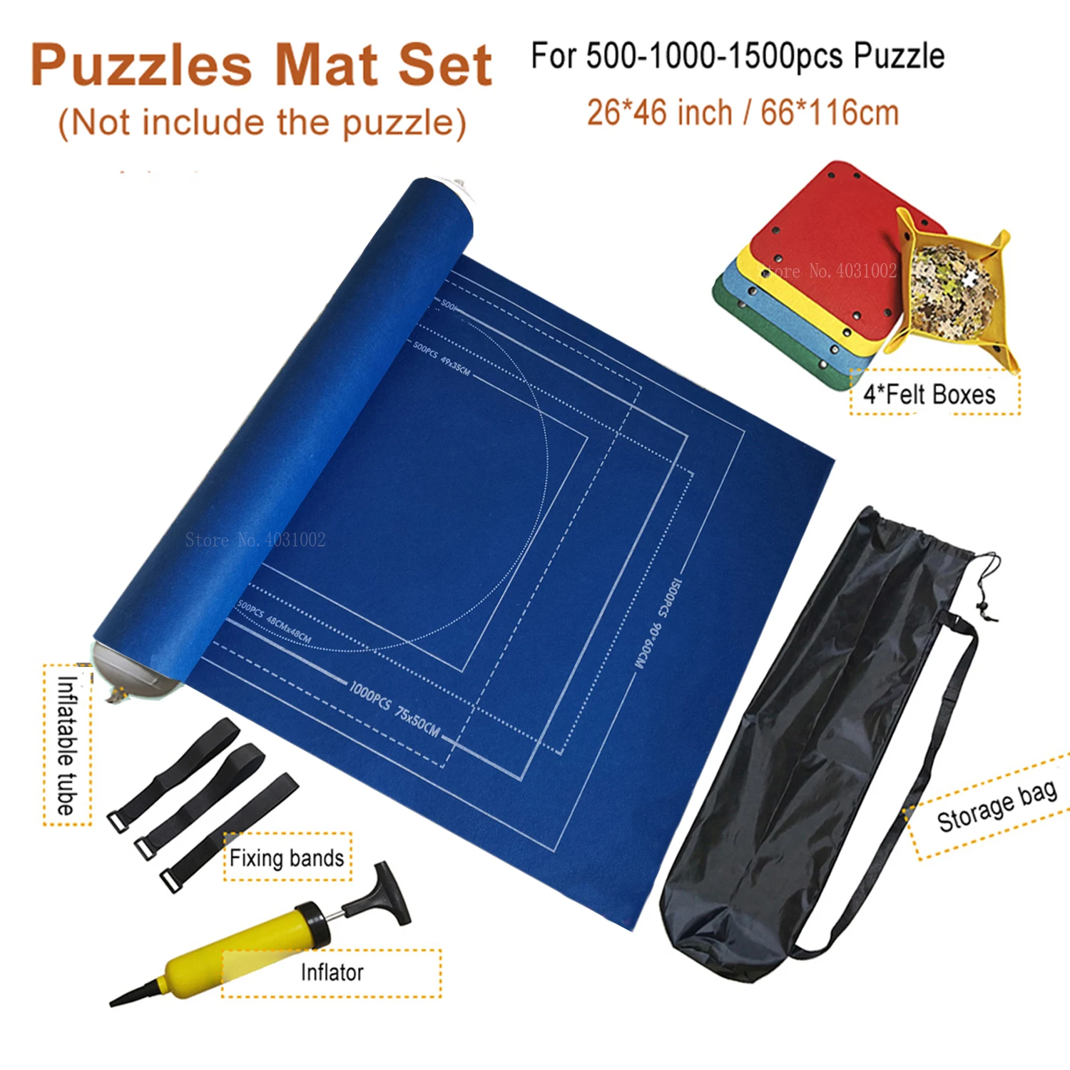 Puzzles Mat Jigsaw Roll Felt Mat Play mat Puzzles Blanket For Up to 1500 Pieces Puzzle Accessories Portable Travel Storage bag 12