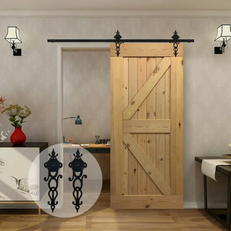 

2pcs Sliding Barn Carbon Steel Black Wall mounted Hardware Home Barn Door Storage room Bedroom