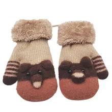 Детские перчатки; коллекция года; сезон осень-зима; Новинка; Детские Зимние теплые трикотажные зимние перчатки с рисунком кота из мультфильма;# N15