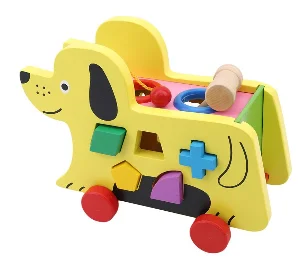 411017 Сенсорная доска, игрушки, игрушечная мультяшная собака, деревянные шары, цветная Геометрическая семейная упаковка, обучающая и обучающая игрушка-головоломка - Цвет: 411017