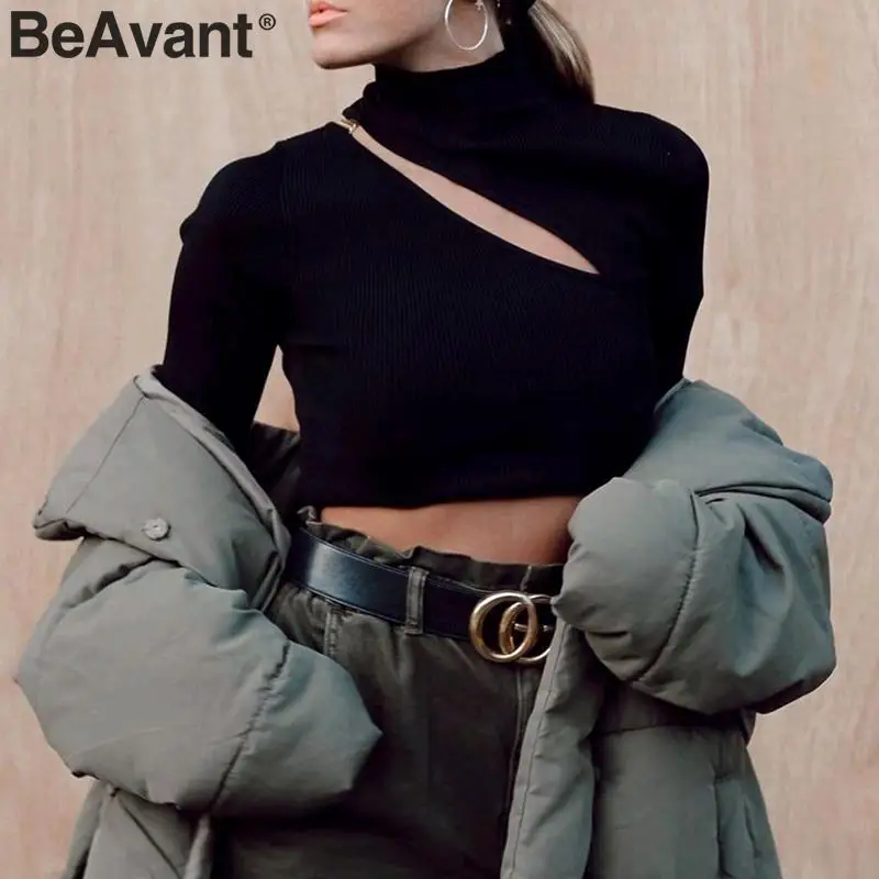 BeAvant сексуальный вязаный пуловер свитер женский длинный рукав с разрезом на шее