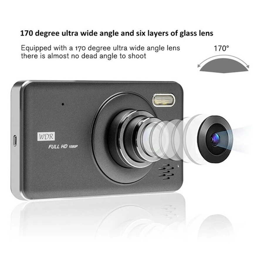 Vikewe " двойной объектив видеорегистратор FHD 1080P Автомобильный видеорегистратор сенсорный экран ips видео регистратор монитор парковки с задней камерой