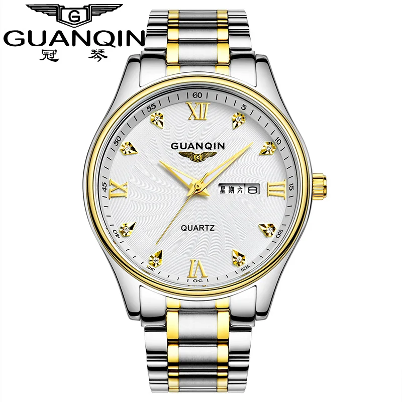 

Watch Guanqin Top Grade Brand Quartz Watch Europe And America High Quality Steel Belt MEN'S Watch Night Light Calendar MEN'S Wat