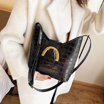 

Vintag Bucket Shoulder Bag Leather Crossbody Bag For Women 2019 New Designer Female Bags Messenger Purse Stone Pattern Bolsa