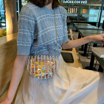 

Jelly Small Shoulder Bag Clear Handbag Women Transparent Bucket Bags Chain Crossbody Bag Composite Messenger Bags Shopping Bag