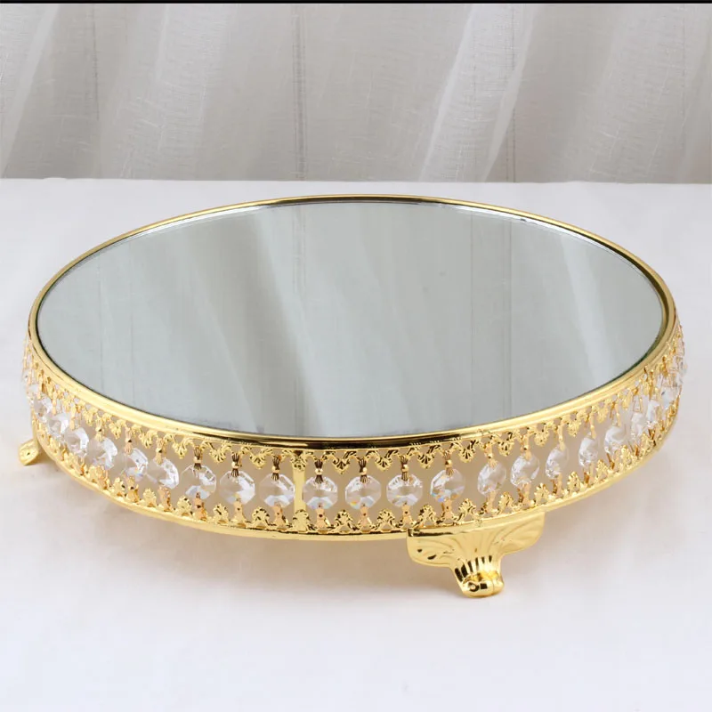 

New arrive silver&Gold Crystal cake stand Electroplating mirror face fondant cupcake sweet table candy bar table decorating