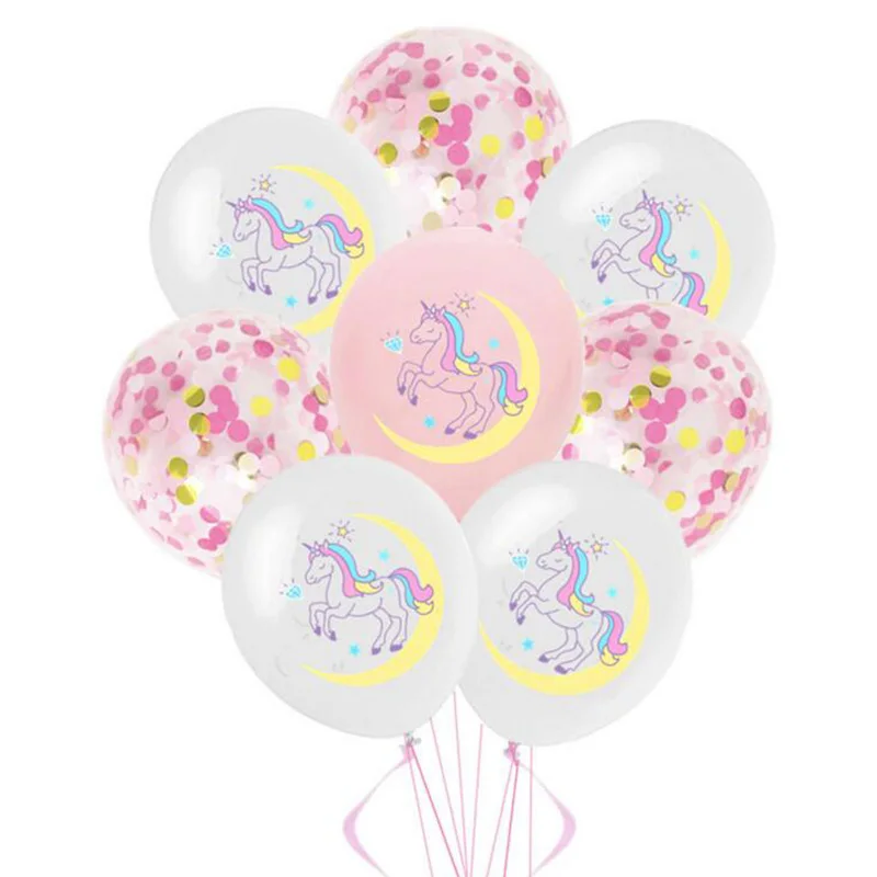 10 шт милые 12 дюймовые воздушные шары в виде единорога на день рождения латексные шары конфетти с днем рождения детей воздушные шары вечерние воздушные шары