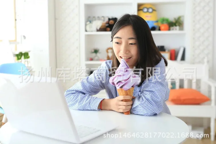Creative Fun 3D Effect Ice Cream Cone Ice Cream Pillow Ice Cream Cushion Women's Birthday Gift Friends Best Friend