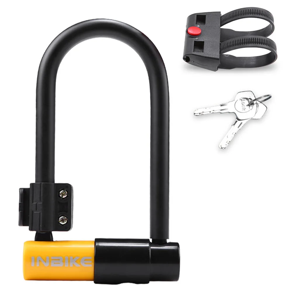 Yellow lock Lixada Противоугонный велосипед велосипедный замок с 115 см/3.8ft стальной монтаж кабелей кронштейн сверхмощный велосипедный U замок безопасный замок - Цвет: Yellow lock