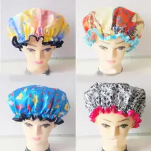 Rosalind 1 шт. мультяшный колпачок для душа Женская душевая шапочка двойная прокладка Водонепроницаемая Печать пасты Взрослые водонепроницаемые защитные колпачки