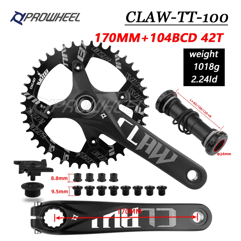 未使用新品　Prowheel 40T クランクセット 68mm BB付き 170 未使用新品 Prowheel 40T クランクセット 68mm BB付き 170