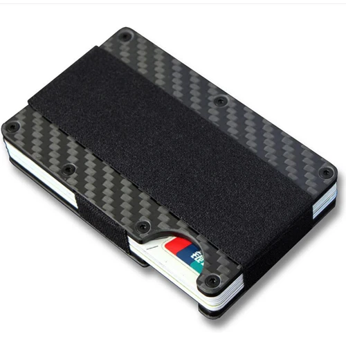 Carbon elastic Rfid металлический кошелек Авиатор Nfc дорожный алюминиевый кредитный держатель для карт с зажимом для денег - Цвет: Carbon elastic