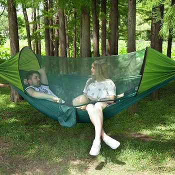 

Outdoor Automatic Quick Open Mosquito Net Hammock Tent Single Double Hammock Portable Pop-Up Garden Swing Hunting Sleeping Bed
