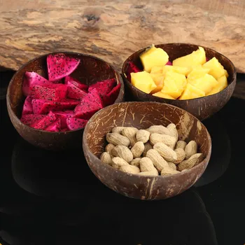 

Creative Natural Coconut Bowl Eco Friendly Soup Salad Noodle Rice Bowl Wooden Fruit Bowls Handicraft Art Decoration