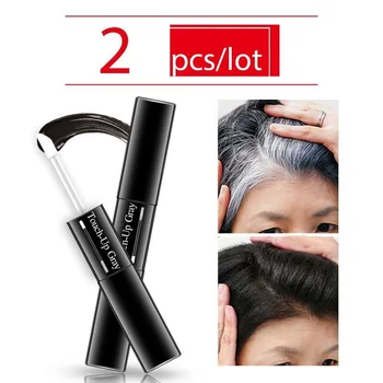 

2pcs/lot Black and Brown Root Coverage Hair Color Hair Dye Stick 2 in 1 Soft Brushes Heads One-Time Hair dye Modify Cream Stick