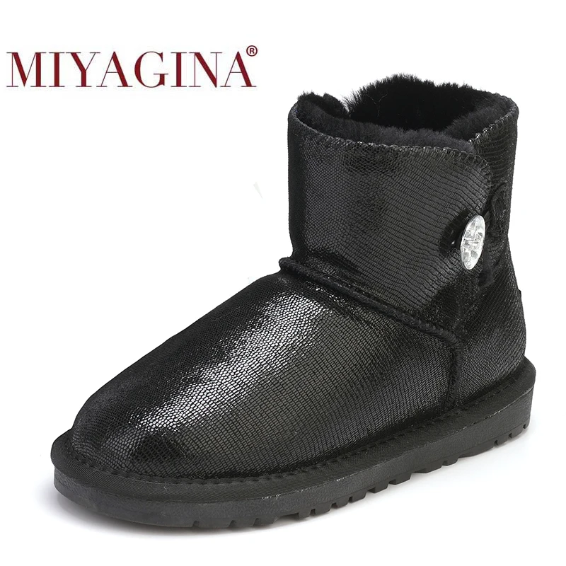 

MIYAGINA Australia Women Snow Boots 100% Genuine Cowhide Leather Ankle Boots Warm Winter Boots Woman shoes large size 35-44