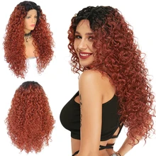 Ebingoo, медный, красный, Бургундский, черный, синтетический парик на кружеве с детскими волосами, длинные, афро, кудрявые, кудрявые, Futura, парики для женщин, 30 дюймов