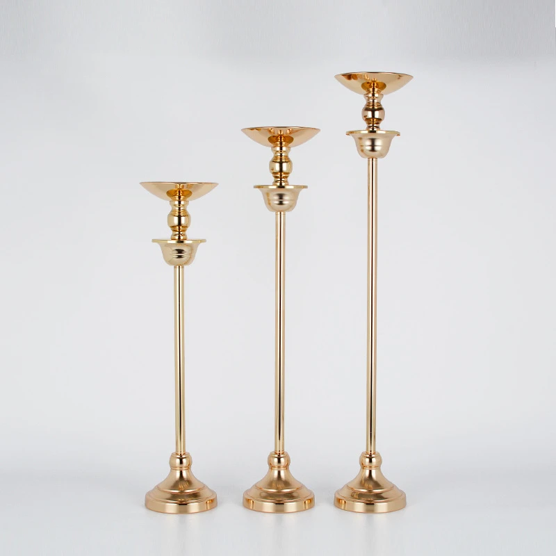 Gold Vase Romantic Flowers Stand Metal Road Lead Wedding Table Centerpiece Flower Rack Event Party Decoration