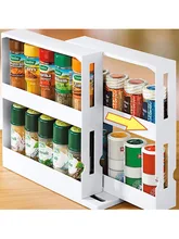 Home Kitchen Spice Organizer Rack Multi-Function Rotating Storage Shelf Slide Practical Kitchen Cabinet Cupboard Organizer