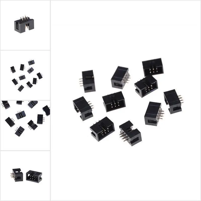 

10PCS/Lot Double-spaced Straight Pin Male IDC Socket Box Header Connector DC3 6/8/10 Pin Double Row Pitch 2.54mm