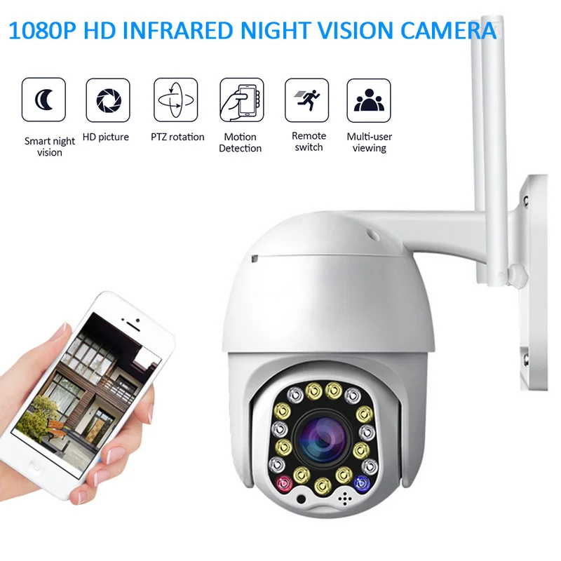 Беспроводная IP камера с Wi Fi HD 1080P водонепроницаемая поворотом на 320
