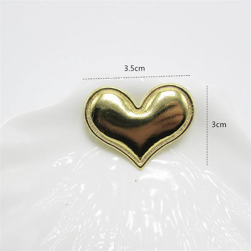 Gold heart 20-100 шт яркое лицо сердце аппликационные наклейки DIY ремесло Дети Головные уборы шпилька аксессуары материал мягкий тиснение украшения - Цвет: Gold heart