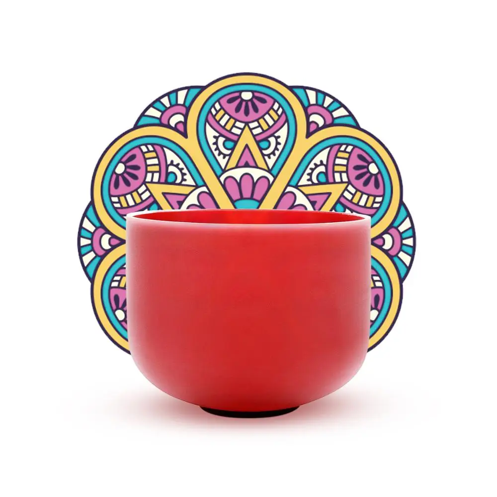 

TOPFUND C Note Root Chakra Red Colored Frosted Quartz Crystal Singing Bowl