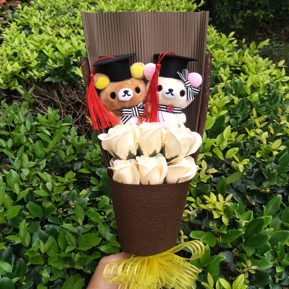 

Doctor bear Soap flower plush bouquet toy Valentine's Day birthday girlfriend Gifts toy Graduation season