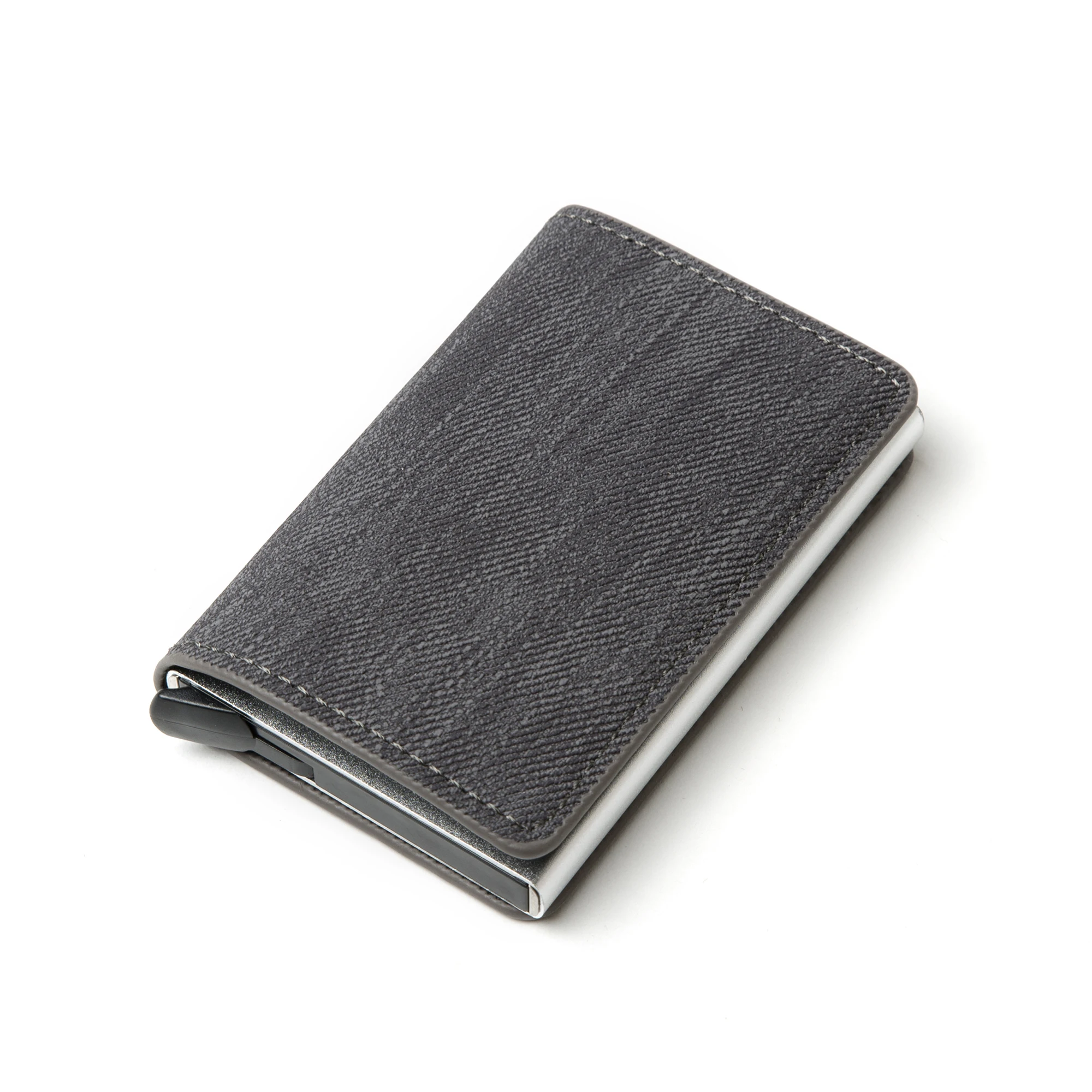 YM003 Gray ZOVYVOL Алюминиевый бумажник металлический кредитный держатель для карт автоматический эластичный из искусственной кожи Противоугонный Rfid блокирующий Кошелек держатель для паспорта для мужчин - Цвет: YM003 Gray