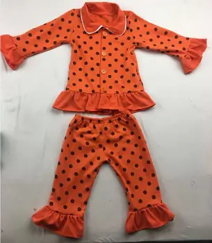 

the latest girl cute pajamas dotted cotton whosale baby clothing