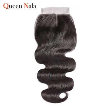 

Queen Nala OneCut Hair 4x4 Lace Closure Brazilian Body Wave Remy Hair Natural Color Swiss Lace Human Hair Closure