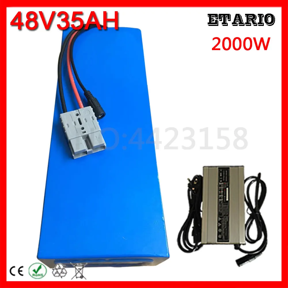 48V 1000W 2000W литиевая батарея 48V 35AH электрическая велосипедная батарея 48V 35AH литий-ионная батарея с 50A BMS+ 5A зарядным устройством