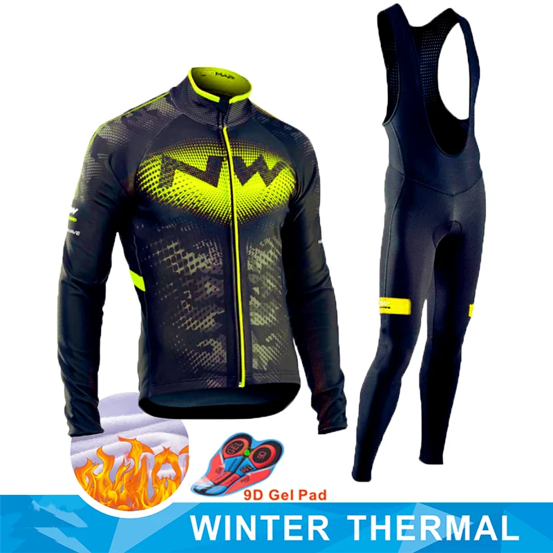 

Fluorescent yellow NW winter Jersey long-sleeved fleece cotton Jersey Jersey Jersey fleece suit Maillot winter Jersey keep warm